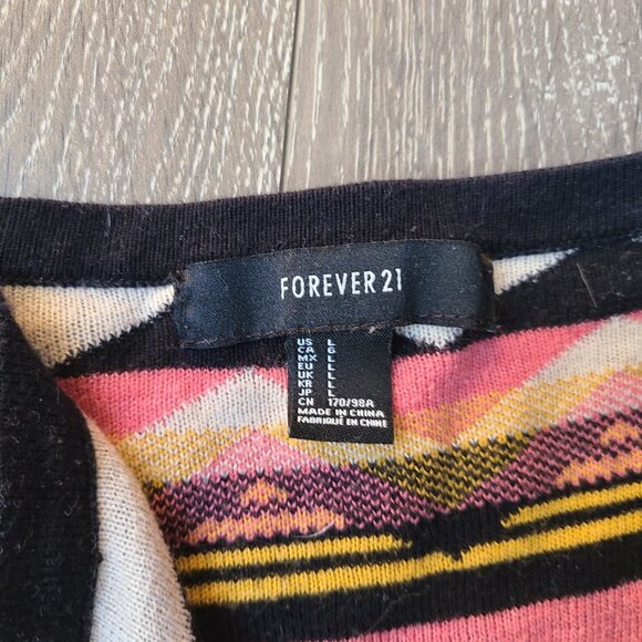 Forever 21 Rainbow Aztec High Low Waterfall Front Sweater Size L - Picture 6 of 7